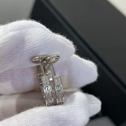 [Aurelle Style]LOVE DIAMOND SILVER HOOP EARRINGS