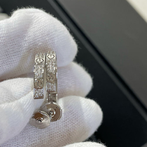 [TOP]LOVE DIAMOND SILVER HOOP EARRINGS