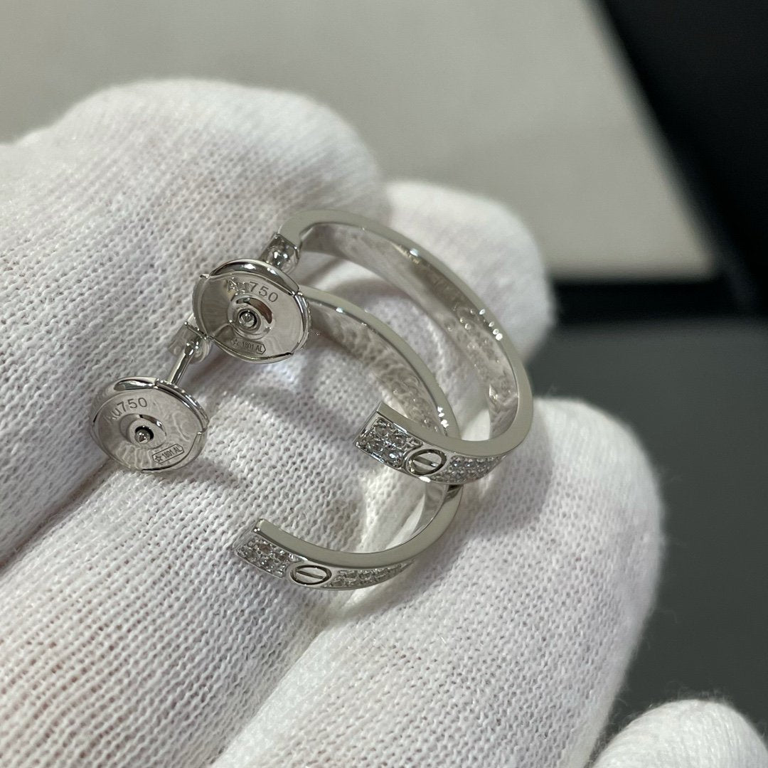 [Aurelle Style]LOVE DIAMOND SILVER HOOP EARRINGS