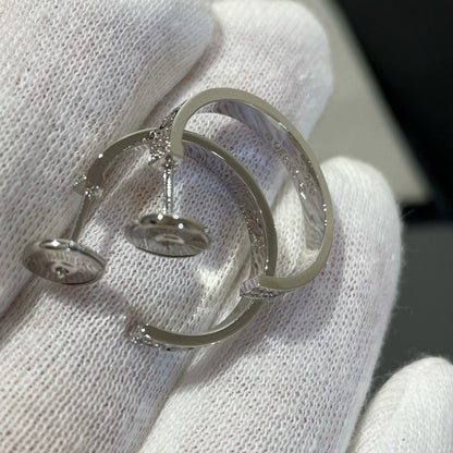 [Aurelle Style]LOVE DIAMOND SILVER HOOP EARRINGS