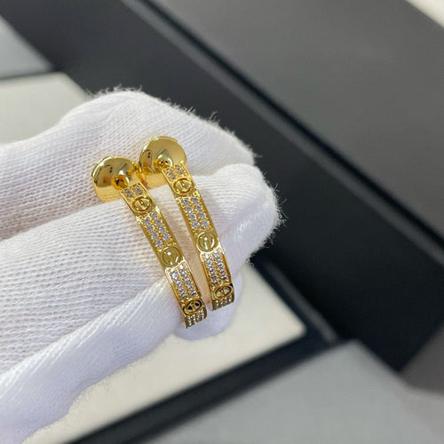 [Aurelle Style]LOVE DIAMOND GOLD HOOP EARRINGS