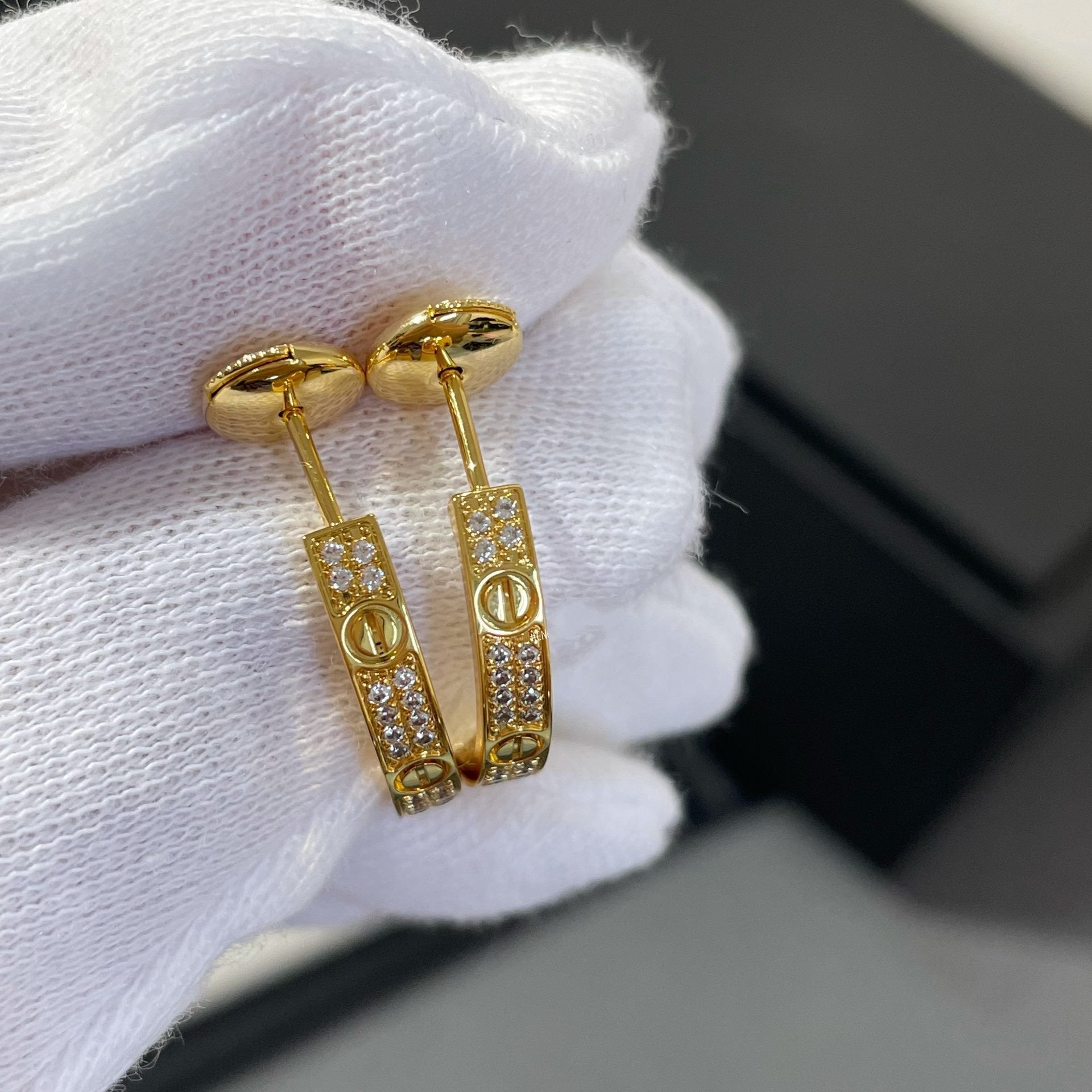 [Aurelle Style]LOVE DIAMOND GOLD HOOP EARRINGS