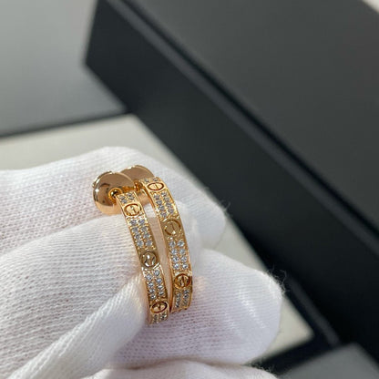 [Aurelle Style]LOVE DIAMOND PINK GOLD HOOP EARRINGS