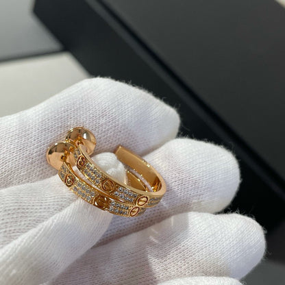 [Aurelle Style]LOVE DIAMOND PINK GOLD HOOP EARRINGS