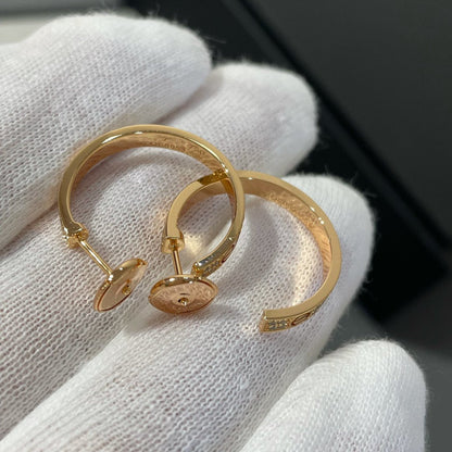 [Aurelle Style]LOVE DIAMOND PINK GOLD HOOP EARRINGS