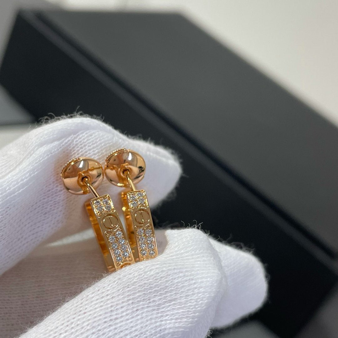 [Aurelle Style]LOVE DIAMOND PINK GOLD HOOP EARRINGS