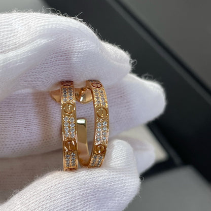 [Aurelle Style]LOVE DIAMOND PINK GOLD HOOP EARRINGS