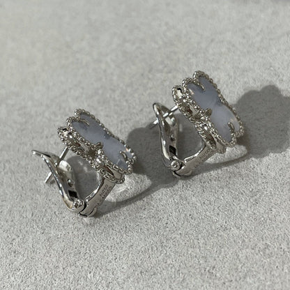 [Aurelle Style]CLOVER CHALCEDONY SILVER STUD EARRINGS