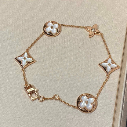 [Aurelle Style]STAR AND SUN 5 MOTIF MOP PINK GOLD BRACELET