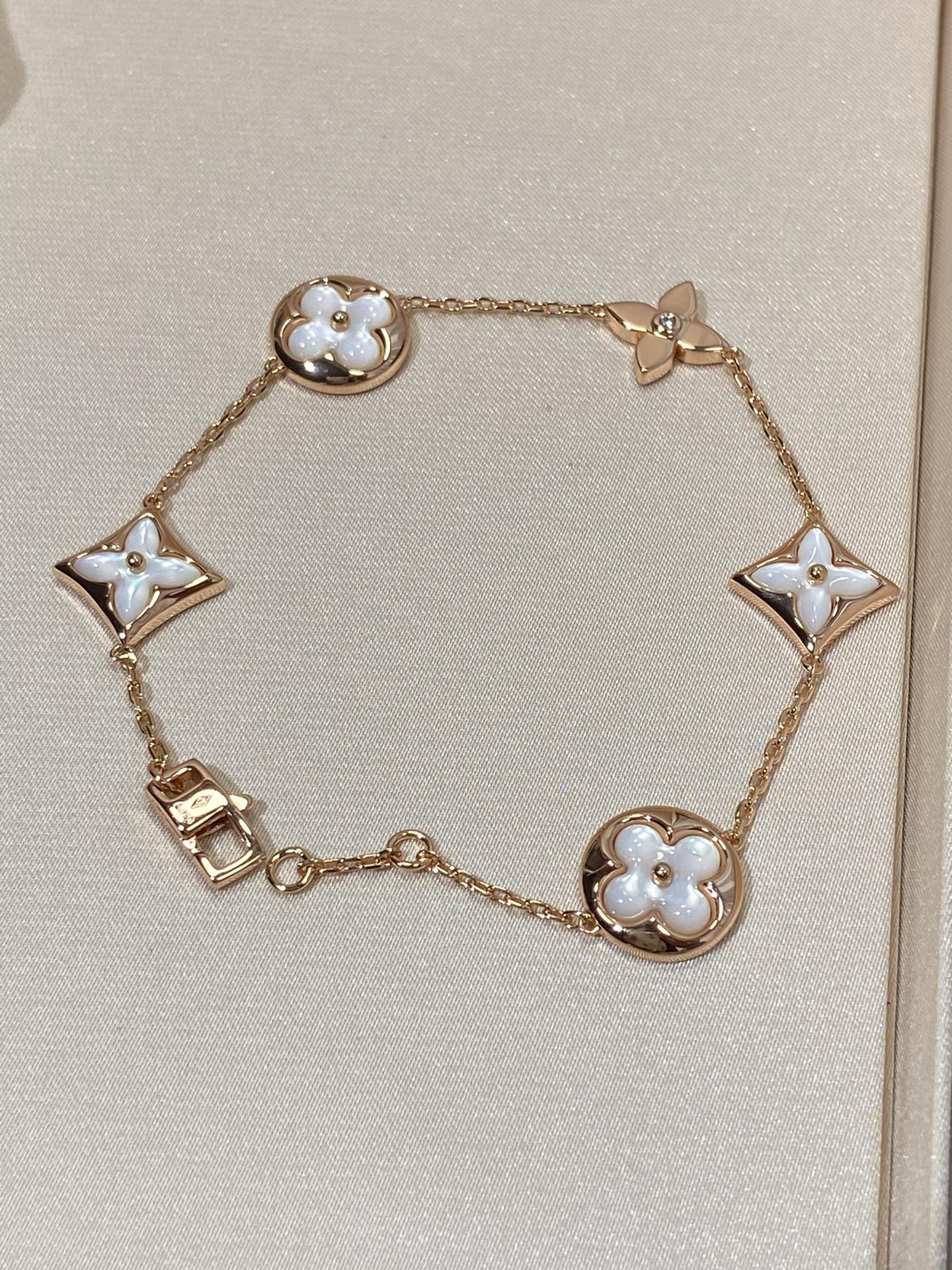 [Aurelle Style]STAR AND SUN 5 MOTIF MOP PINK GOLD BRACELET