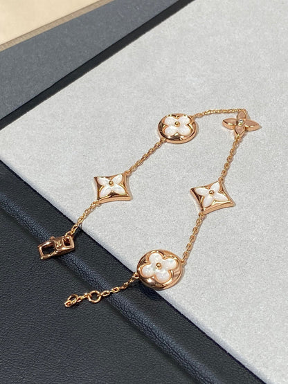 [Aurelle Style]STAR AND SUN 5 MOTIF MOP PINK GOLD BRACELET
