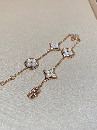 [Aurelle Style]STAR AND SUN 5 MOTIF MOP PINK GOLD BRACELET