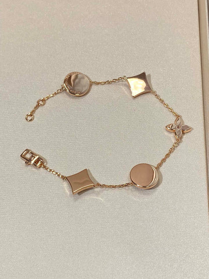 [Aurelle Style]STAR AND SUN 5 MOTIF MOP PINK GOLD BRACELET