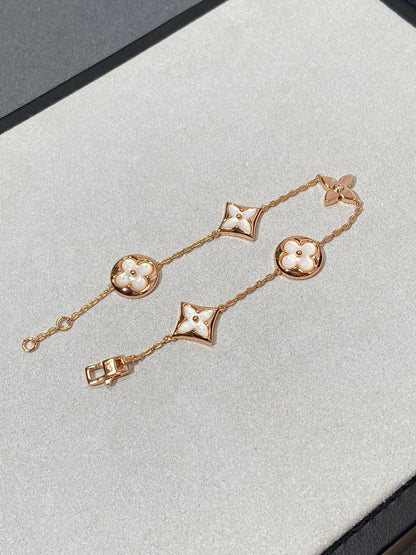 [Aurelle Style]STAR AND SUN 5 MOTIF MOP PINK GOLD BRACELET