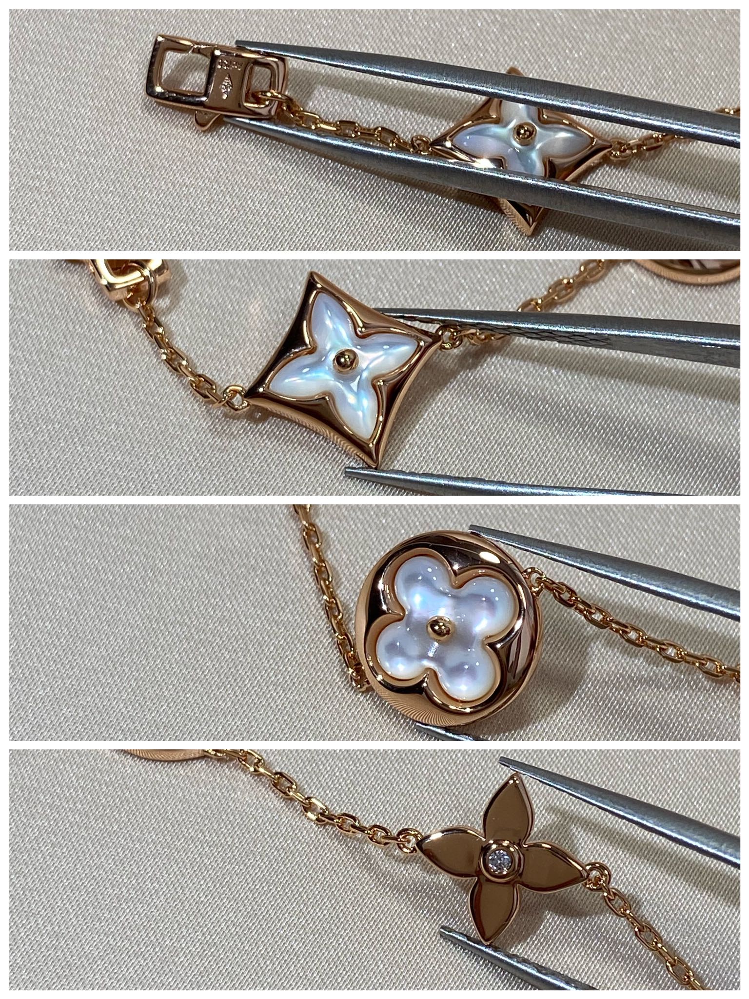[Aurelle Style]STAR AND SUN 5 MOTIF MOP PINK GOLD BRACELET