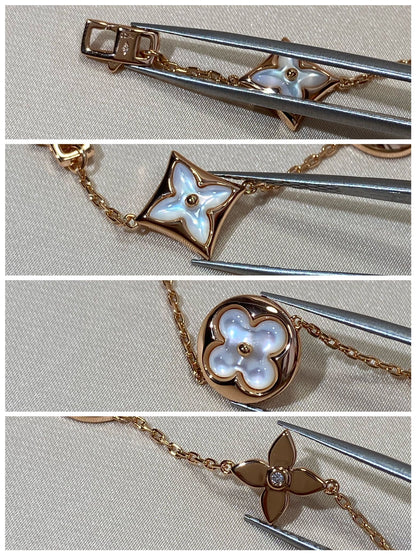 [Aurelle Style]STAR AND SUN 5 MOTIF MOP PINK GOLD BRACELET