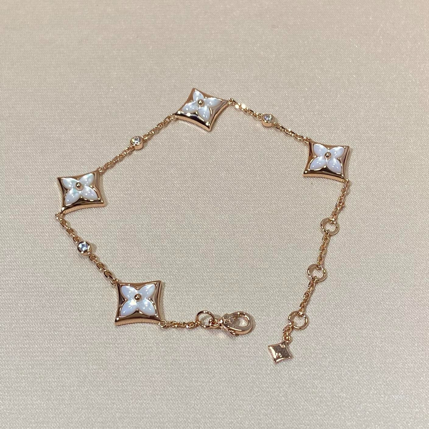 [Aurelle Style]STAR 4 MOTIF MOP DIAMOND PINK GOLD BRACELET