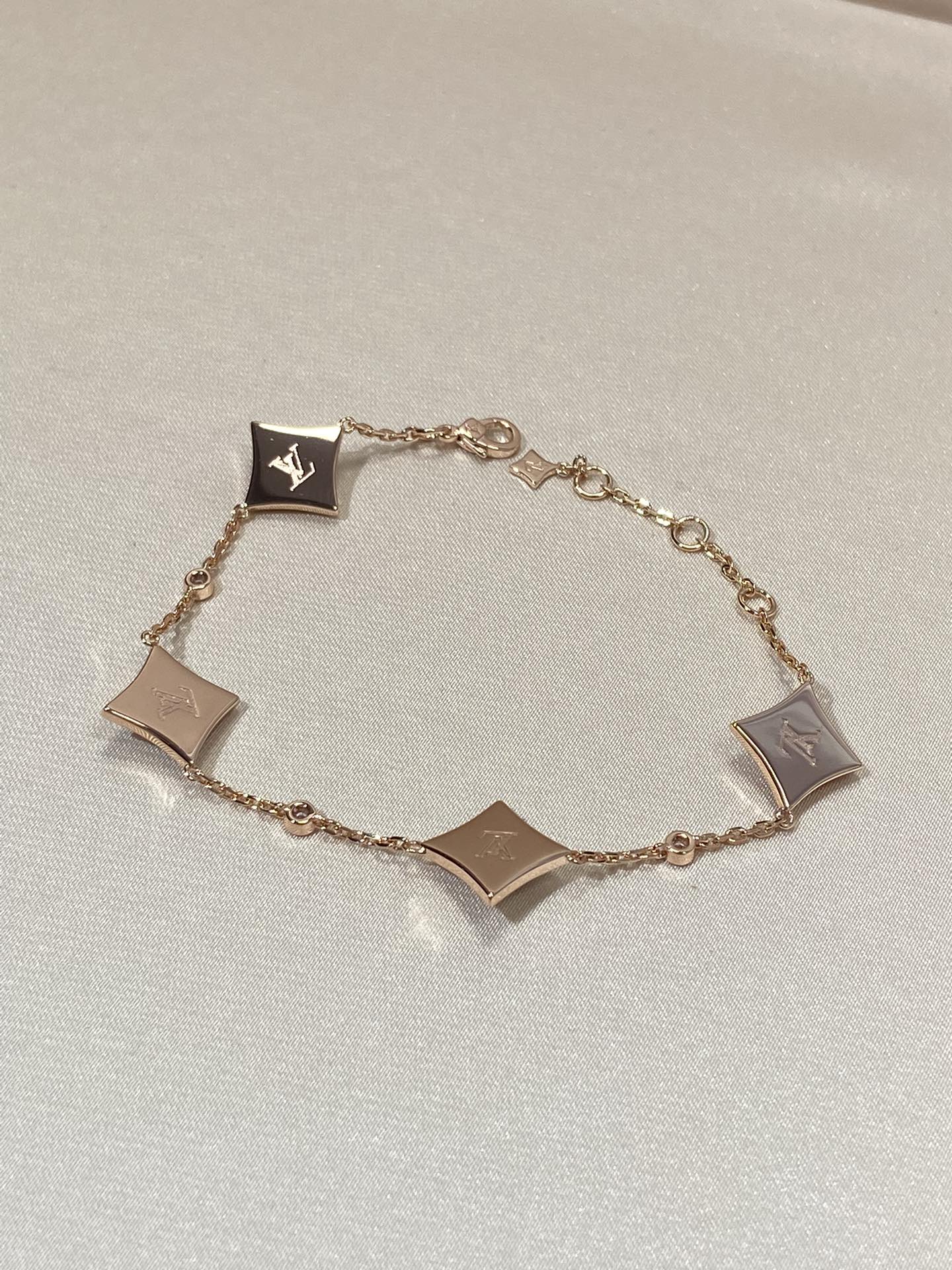 [Aurelle Style]STAR 4 MOTIF MOP DIAMOND PINK GOLD BRACELET