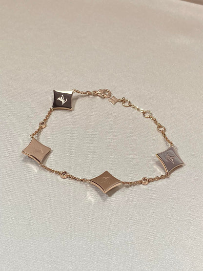 [Aurelle Style]STAR 4 MOTIF MOP DIAMOND PINK GOLD BRACELET