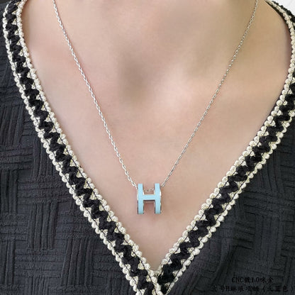 [Aurelle Style]POP H SKY BLUE NECKLACE