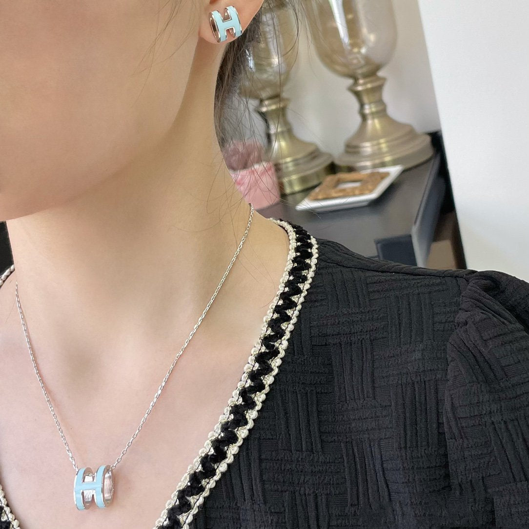 [Aurelle Style]POP H SKY BLUE NECKLACE