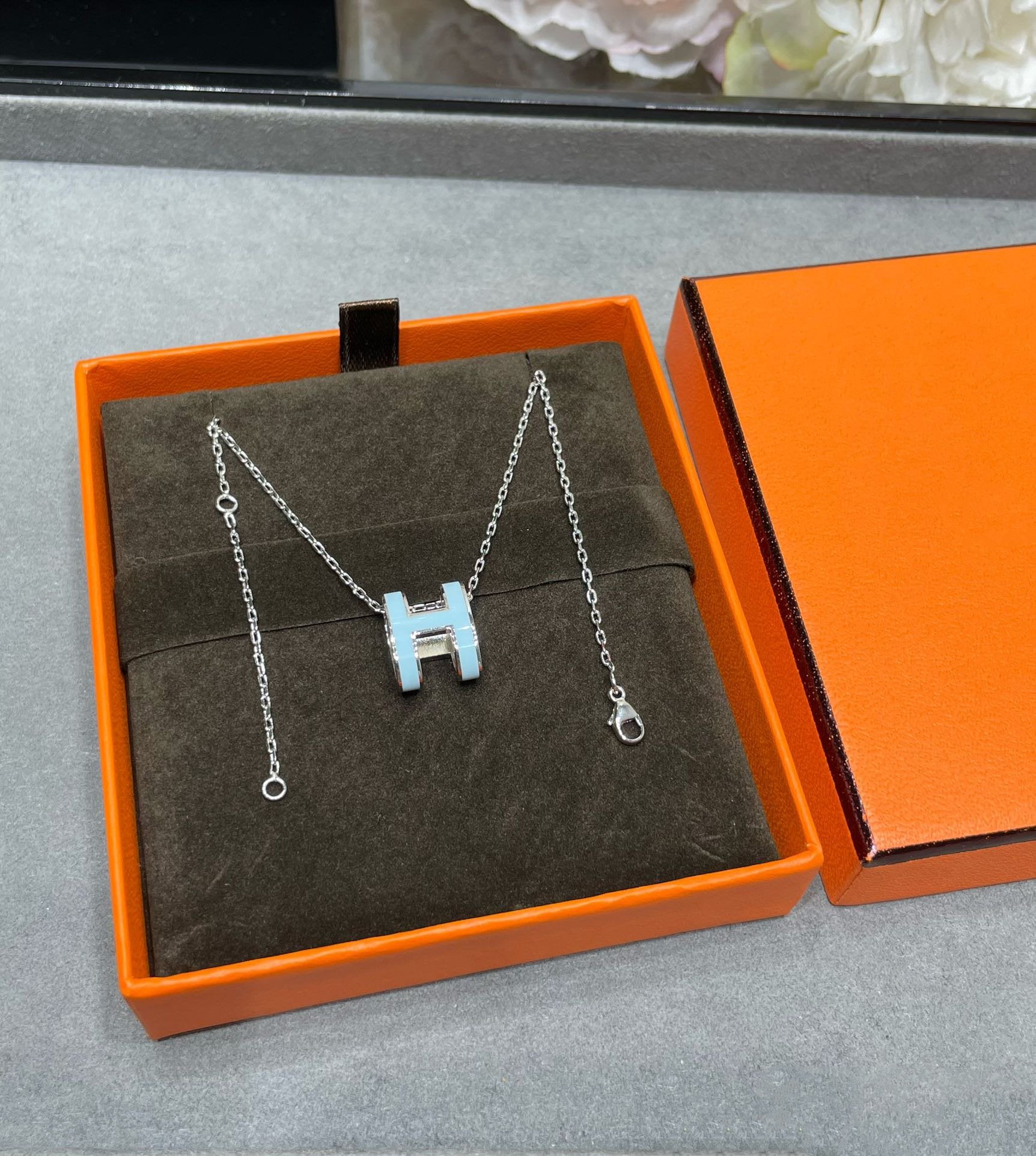 [Aurelle Style]POP H SKY BLUE NECKLACE