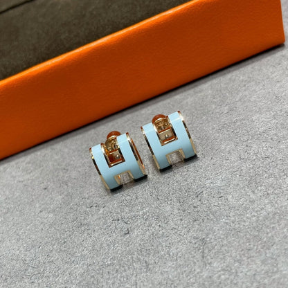 [Aurelle Style]POP H SKY BLUE STUD EARRINGS