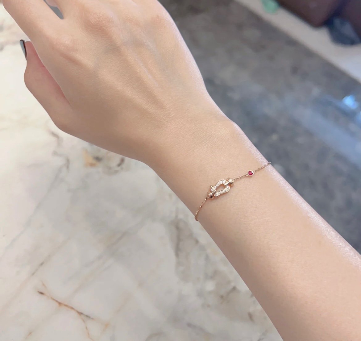 [Aurelle Style]FORCE 10 DIAMOND CHAIN LINK PINK GOLD BRACELET
