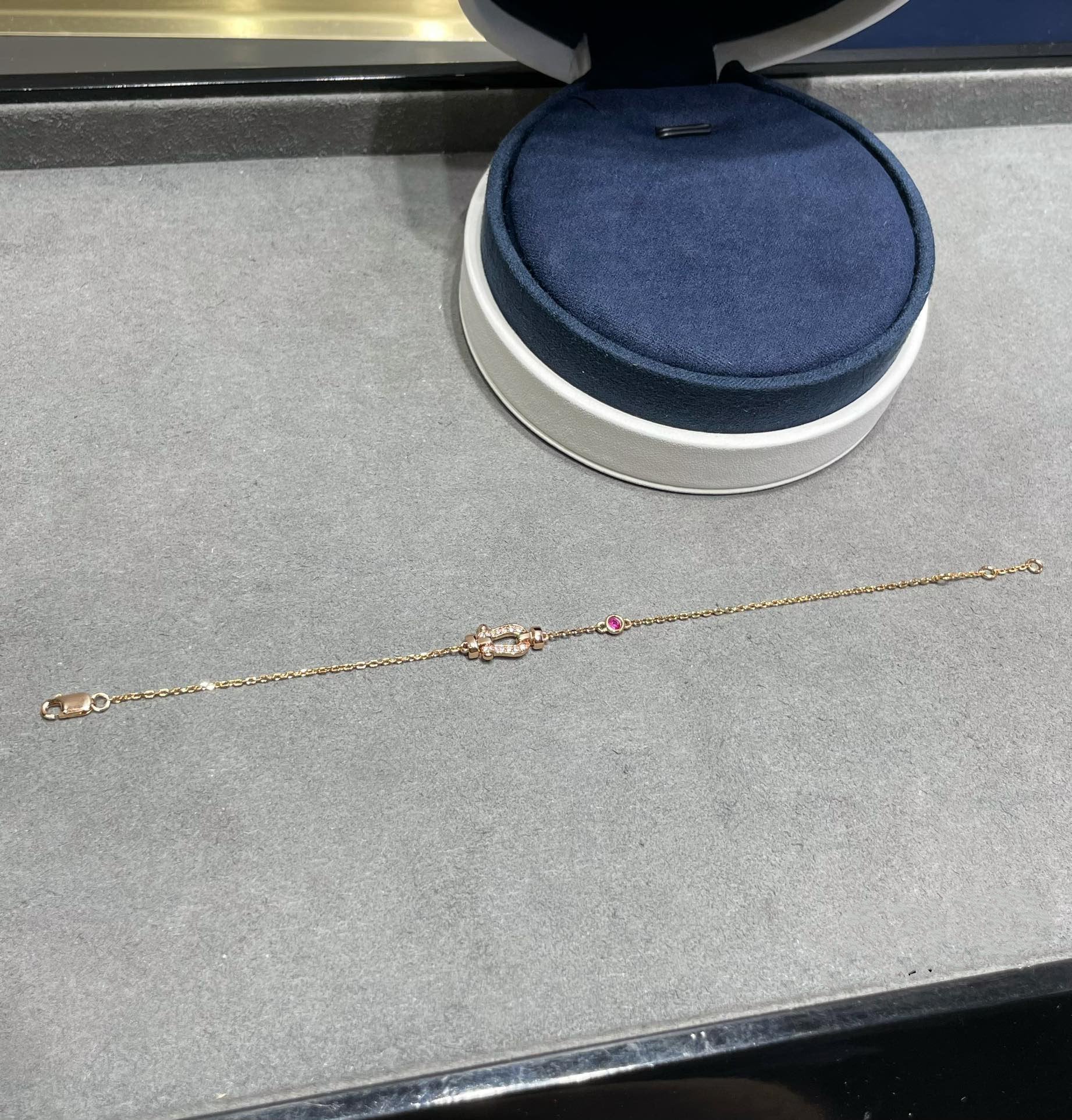 [Aurelle Style]FORCE 10 DIAMOND CHAIN LINK PINK GOLD BRACELET
