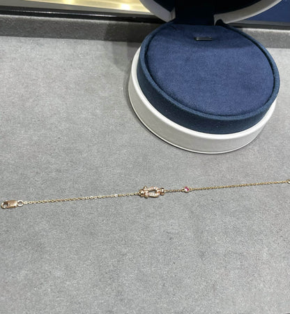 [Aurelle Style]FORCE 10 DIAMOND CHAIN LINK PINK GOLD BRACELET