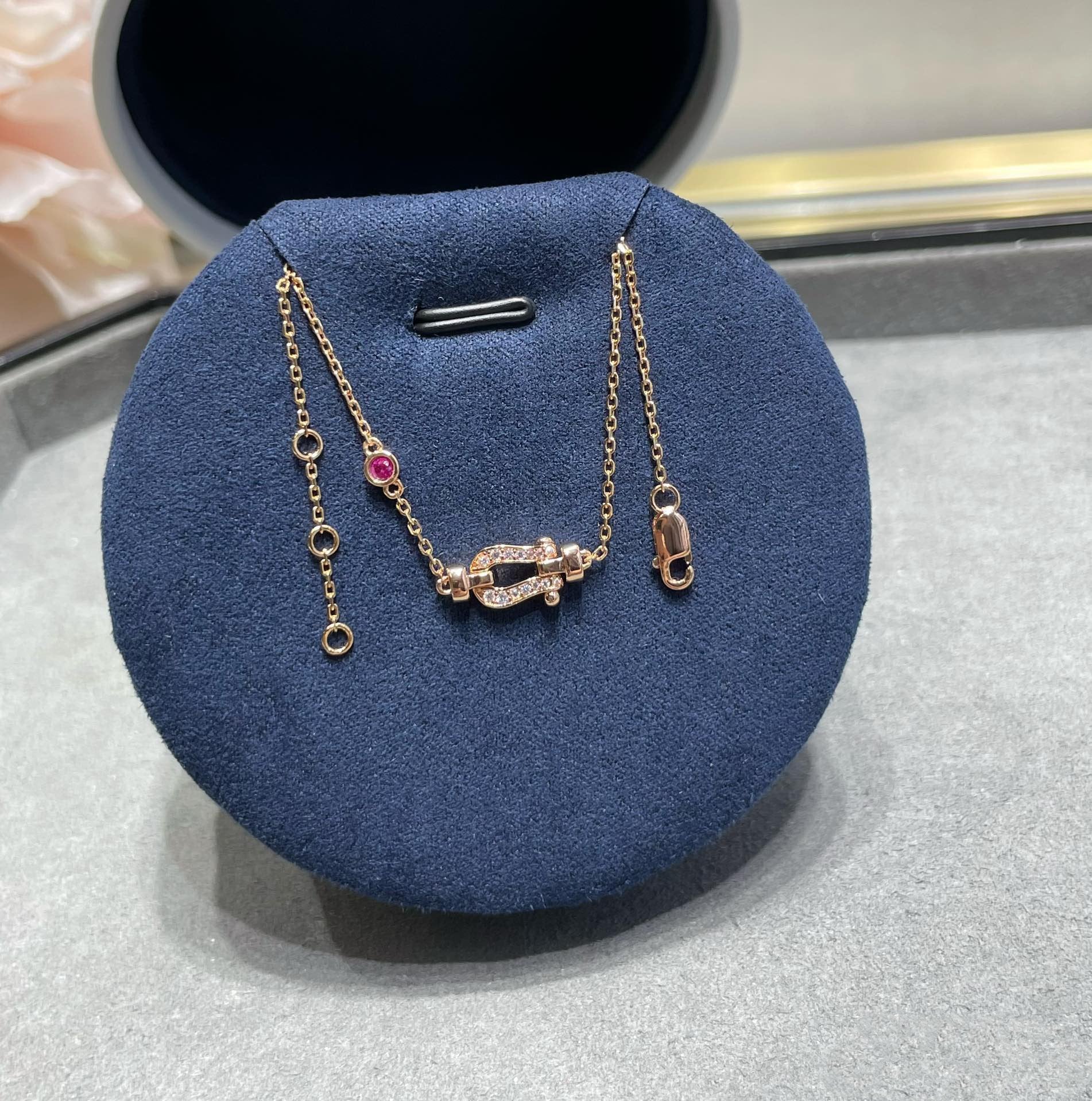 [Aurelle Style]FORCE 10 DIAMOND CHAIN LINK PINK GOLD BRACELET
