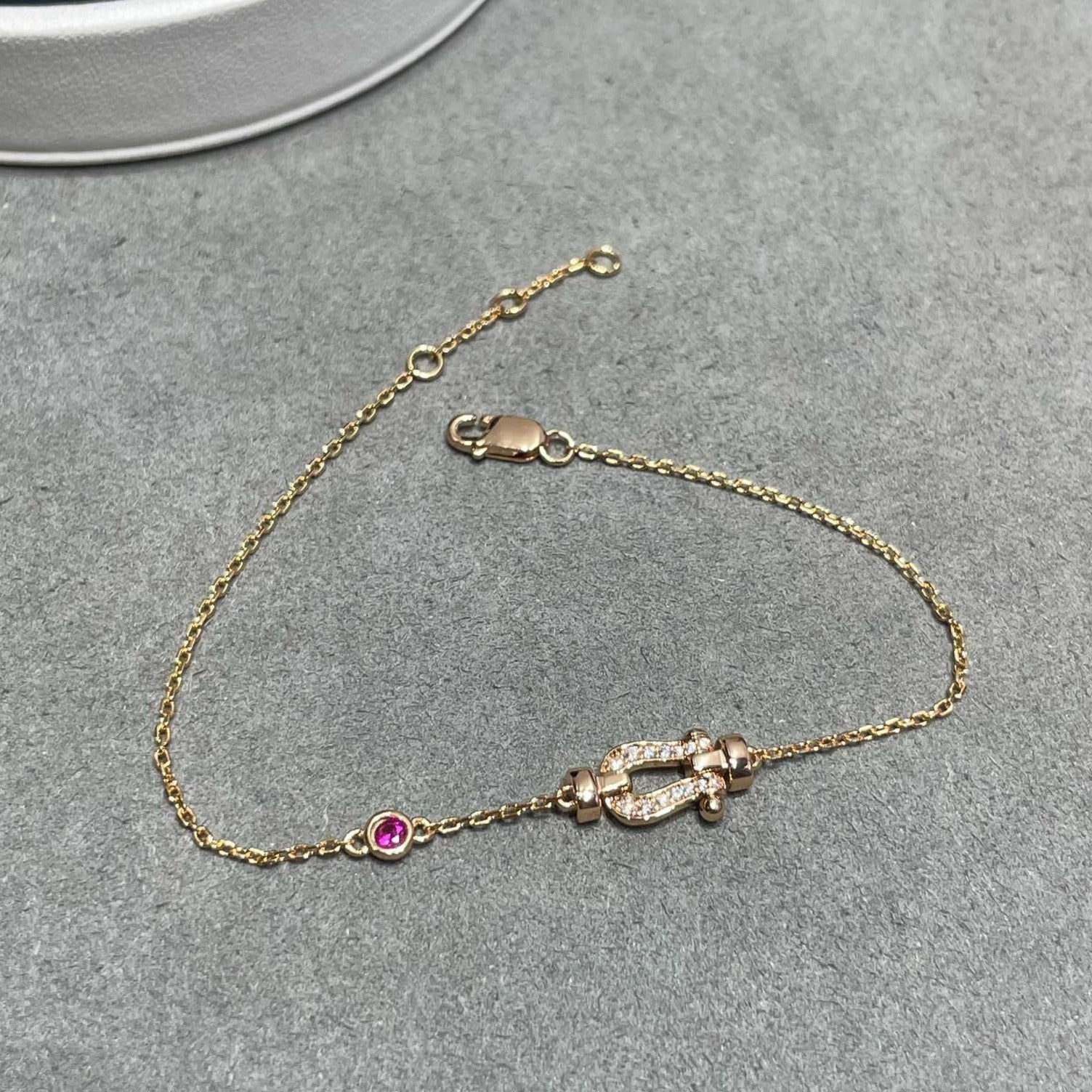 [Aurelle Style]FORCE 10 DIAMOND CHAIN LINK PINK GOLD BRACELET