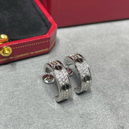 [Aurelle Style]LOVE CERAMIC DIAMOND PAVED SILVER EARRINGS