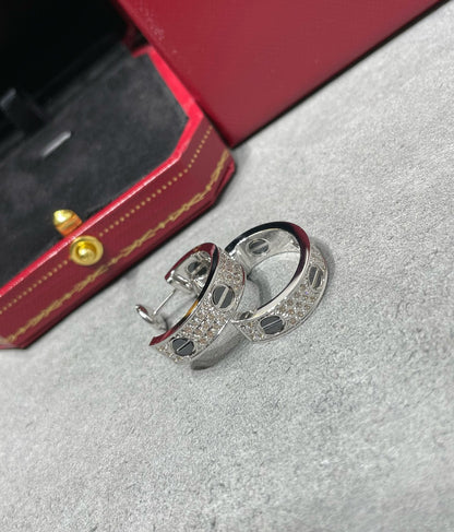 [Aurelle Style]LOVE CERAMIC DIAMOND PAVED SILVER EARRINGS