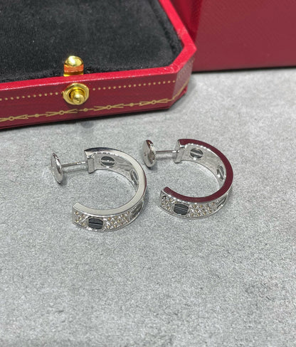 [Aurelle Style]LOVE CERAMIC DIAMOND PAVED SILVER EARRINGS