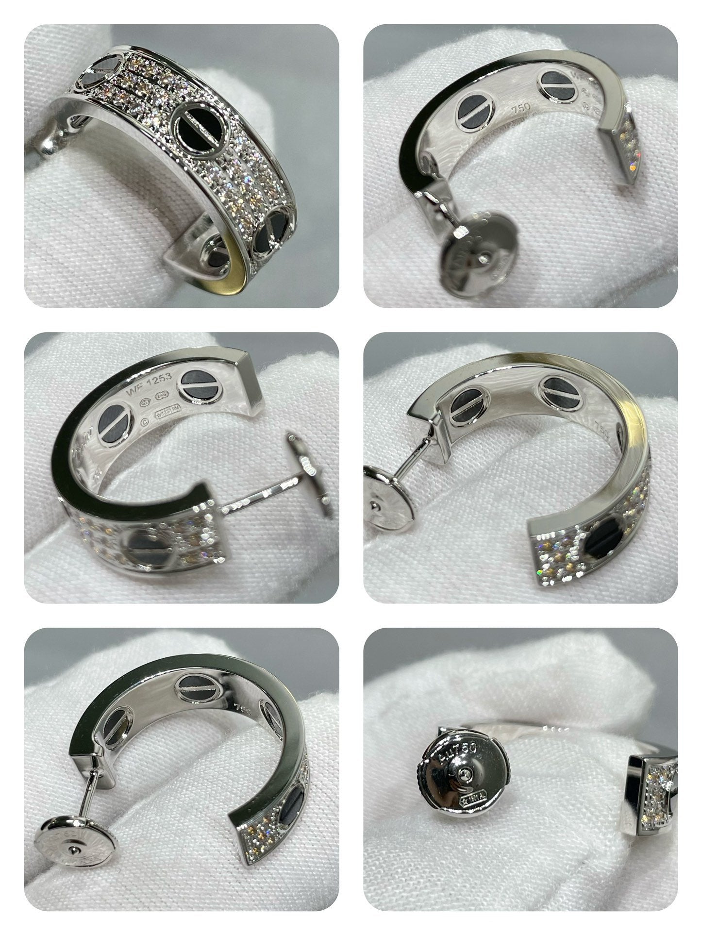 [Aurelle Style]LOVE CERAMIC DIAMOND PAVED SILVER EARRINGS