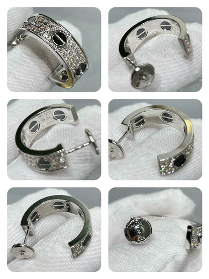 [Aurelle Style]LOVE CERAMIC DIAMOND PAVED SILVER EARRINGS