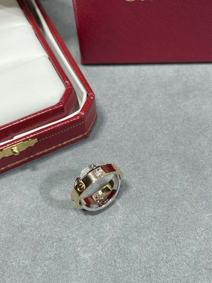 [Aurelle Style]LOVE PINK GOLD SILVER DIAMOND DOUBLE RING