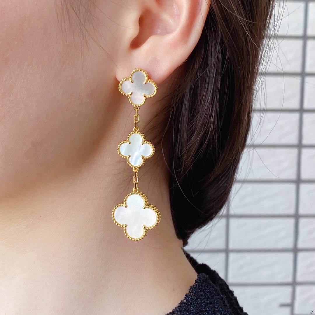 [Aurelle Style]CLOVER MOP 3 MOTIFS GOLD EARRINGS