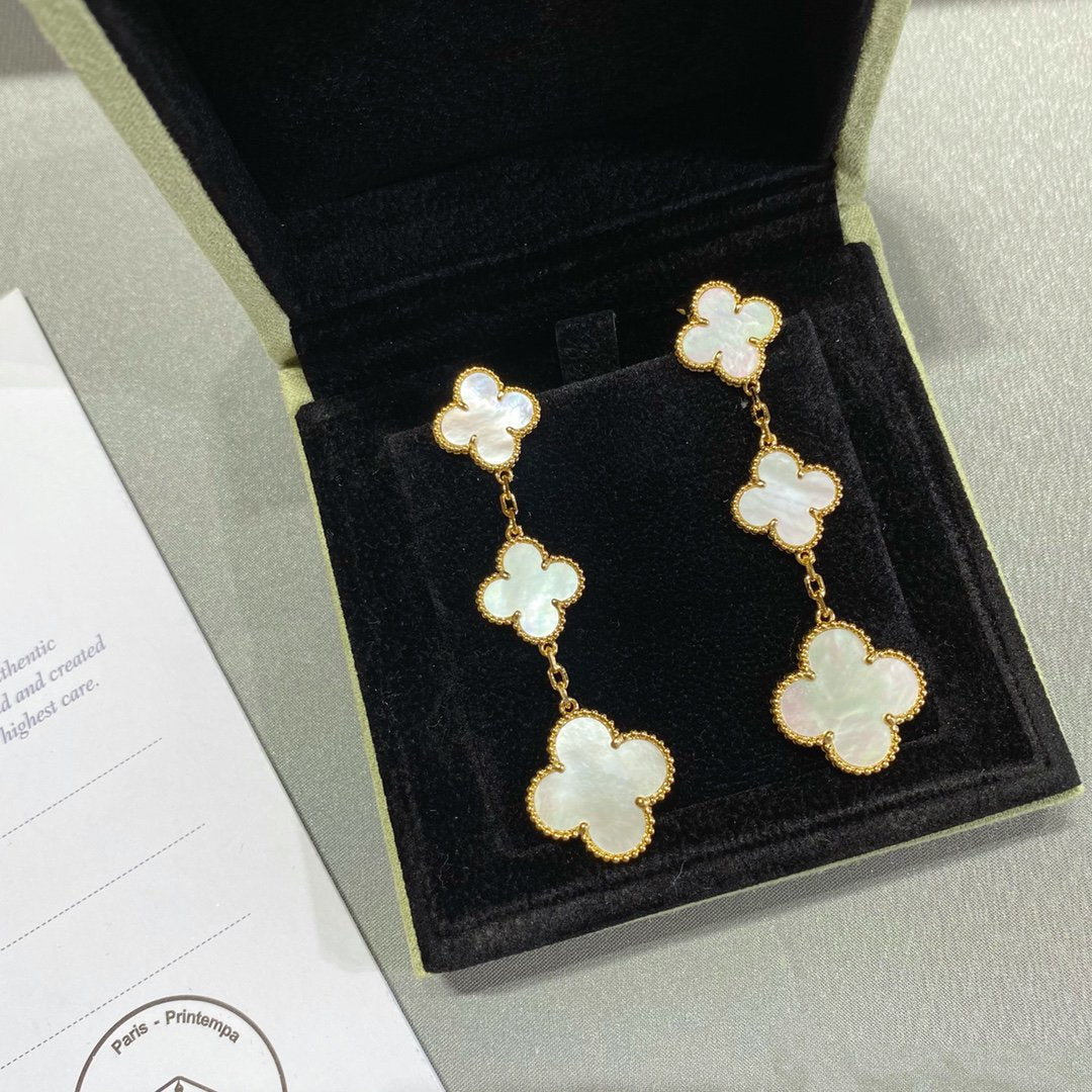 [Aurelle Style]CLOVER MOP 3 MOTIFS GOLD EARRINGS