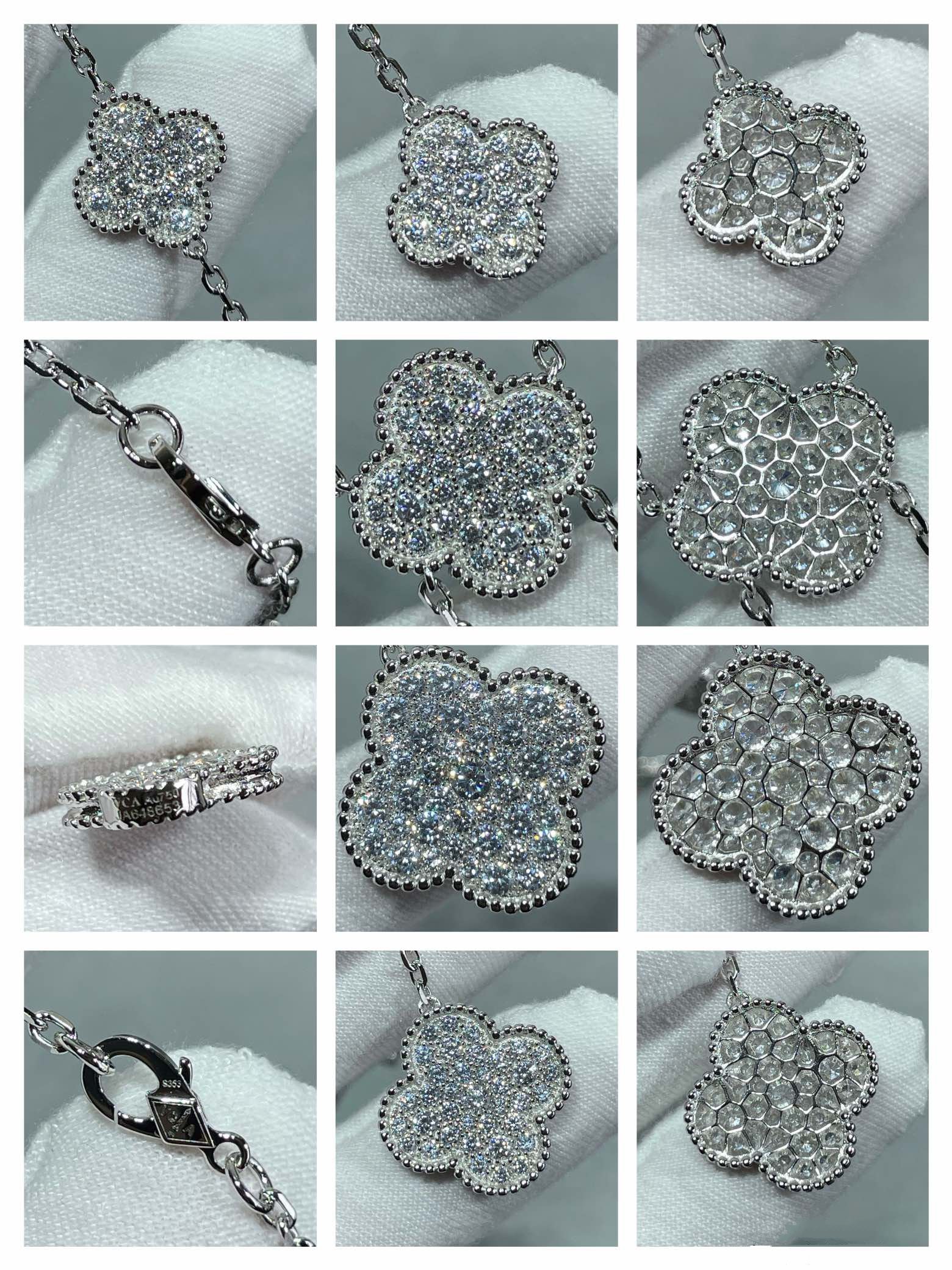 [Aurelle Style]CLOVER 6 MOTIF DIAMOND PAVED NECKLACE