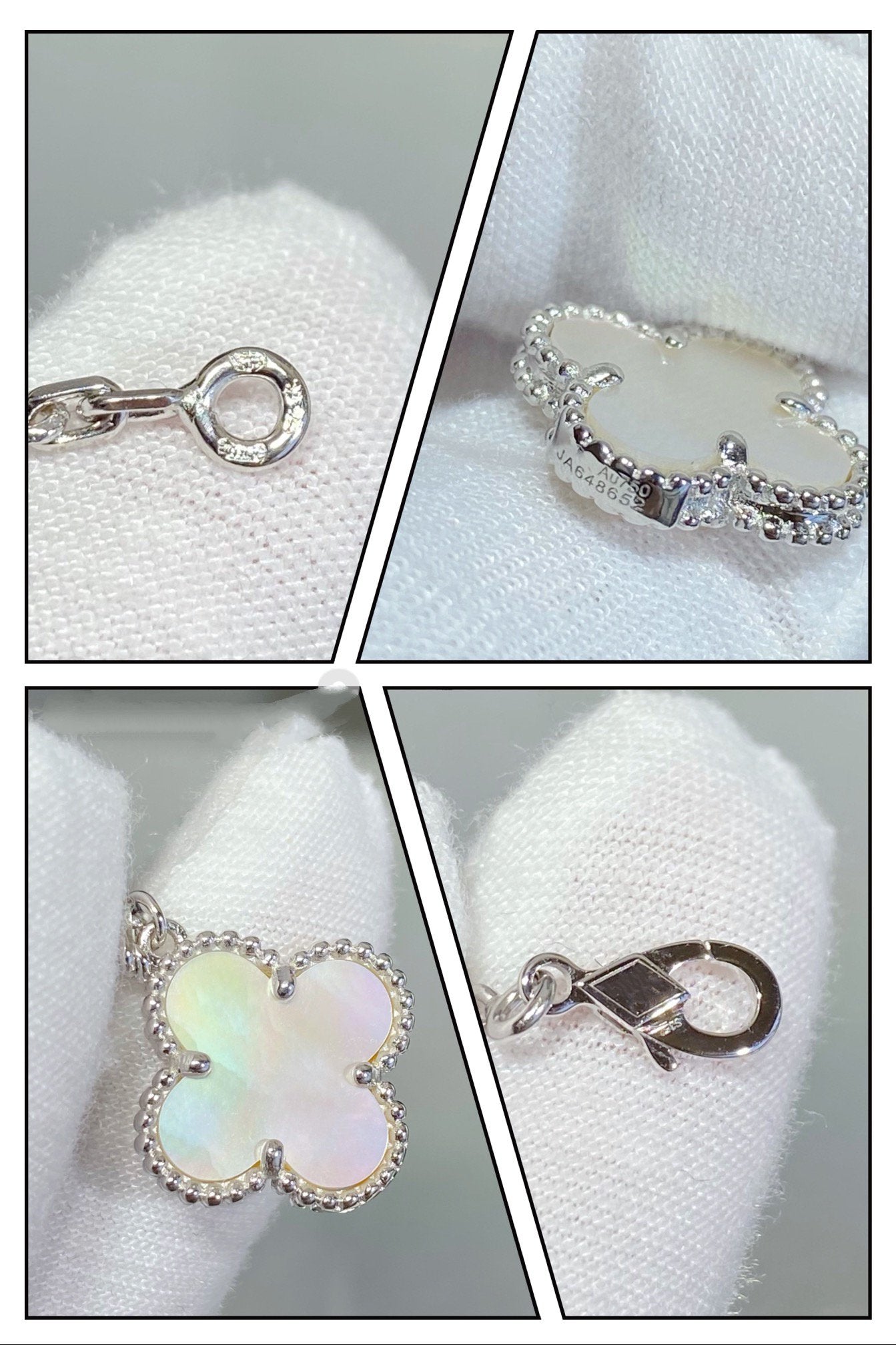 [Aurelle Style]CLOVER 5 MOTIF WHITE MOP SILVER BRACELET