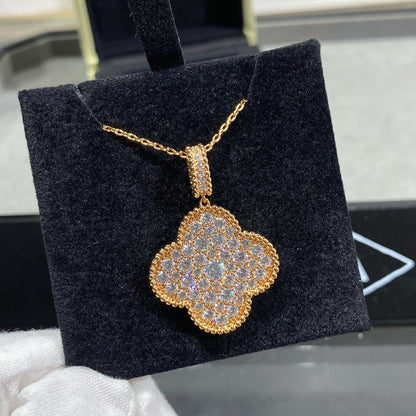 [Aurelle Style]CLOVER 25MM LARGE PEDANT DIAMOND PAVED LONG NECKLACE