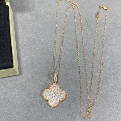 [Aurelle Style]CLOVER 25MM LARGE PEDANT DIAMOND PAVED LONG NECKLACE