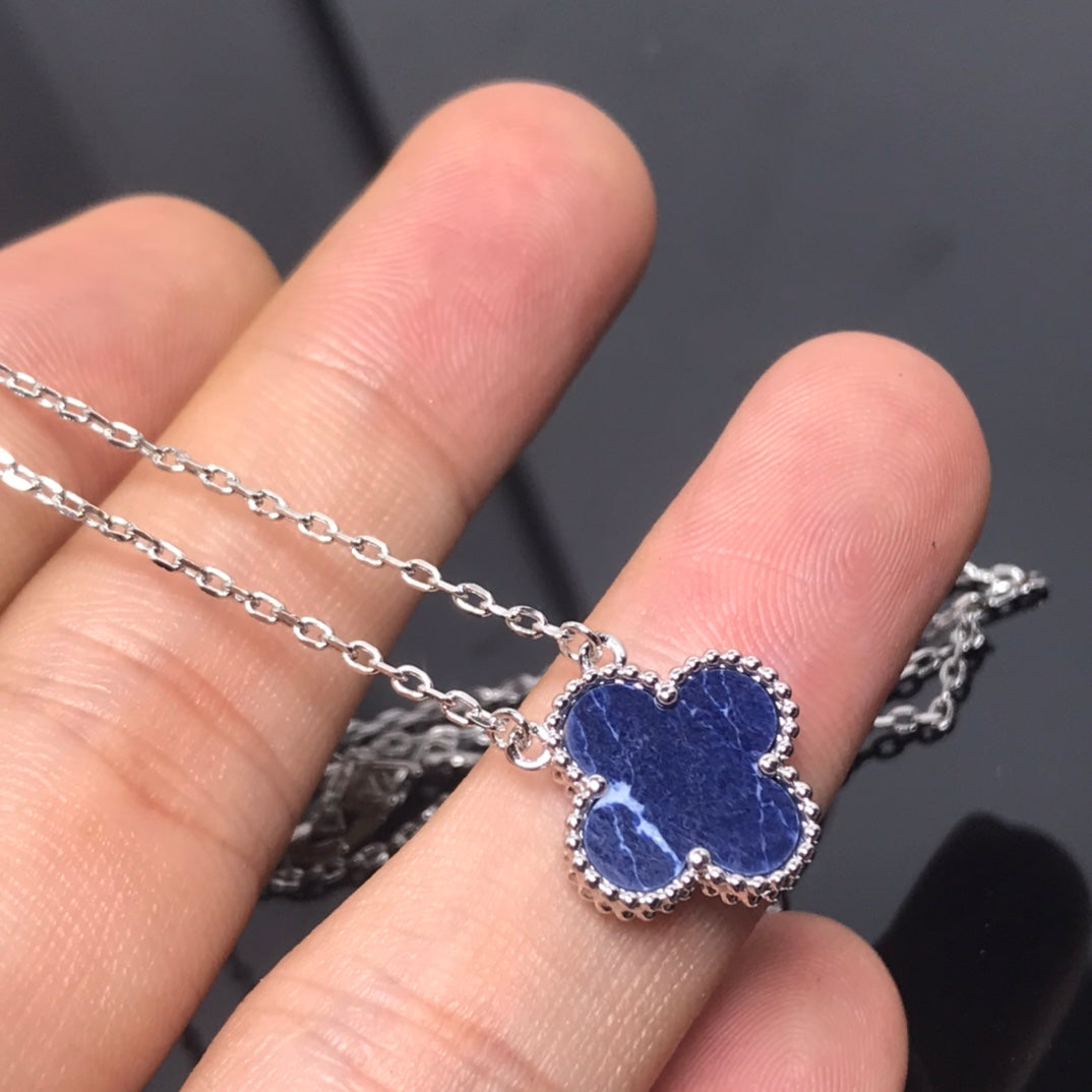 [Aurelle Style]CLOVER PIETERSITE SILVER LONG NECKLACE