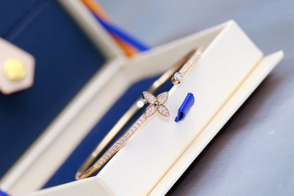 [Aurelle Style]IDYLLE PINK GOLD OPEN BRACELET DIAMOND PAVED