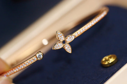 [Aurelle Style]IDYLLE PINK GOLD OPEN BRACELET DIAMOND PAVED
