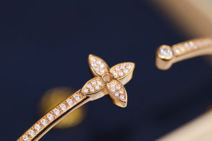 [Aurelle Style]IDYLLE PINK GOLD OPEN BRACELET DIAMOND PAVED
