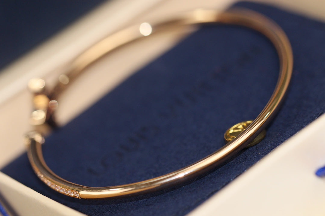 [Aurelle Style]IDYLLE PINK GOLD OPEN BRACELET DIAMOND PAVED