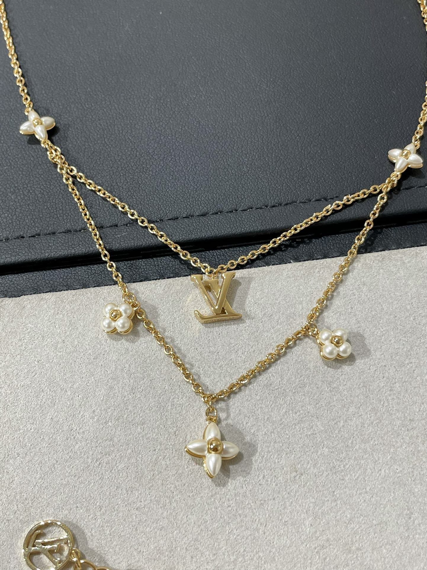 [Aurelle Style]FLOWERGRAM GOLD MOP DOUBLE ROW NECKLACE